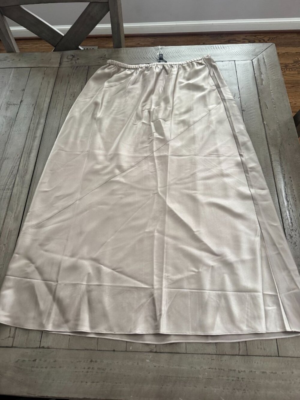 NWT EILEEN FISHER Stretch Silk Charmeuse Bias Skirt Dove Size Small